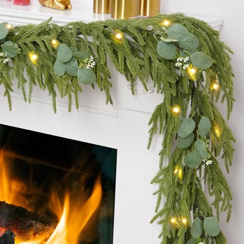 Waipfaru-Christmas-Norfolk-Pine-Garland-with-Lights6FT-Real-Touch-Pine-Garland-Christmas-DecorationArtificial-Faux-Cedar-Garland-for-Christmas-Table-Fireplace-Mentle-Wall-Home-Decoration Waipfaru Christmas Norfolk Pine Garland with Lights6FT Real Touch Pine Garland Christmas DecorationArtificial Faux Cedar Garland for Christmas Table Fireplace Mentle Wall Home Decoration