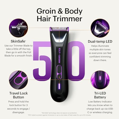 Image of MANSCAPED The Lawn Mower 5.0 Ultra TCS Special Edition Men's Groin & Body Hair Trimmer - Dual-Head SkinSafe Trimmer & Foil Blades, Waterproof Wet /Dry Groomer, USB-C Rechargeable with Travel Case