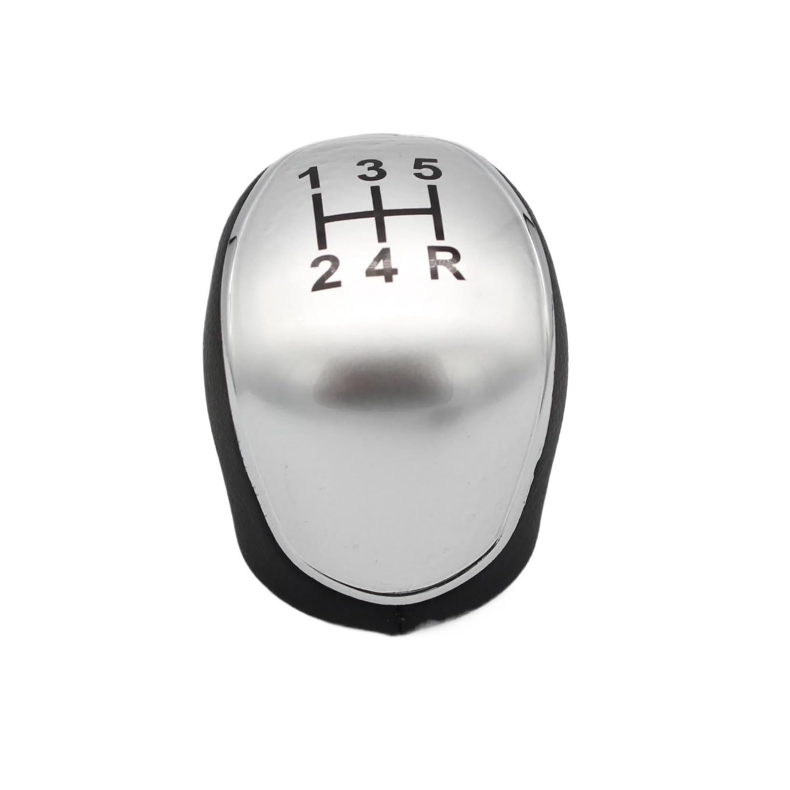 Fhuwaz One Color Car Gear Knob For Mondeo 4 Mk4 Focus S-Max C- Max Kuga 5/6 Speed Gear Shift Knob Leather Shifter Lever Arm Headball(Silver 5 Speed)