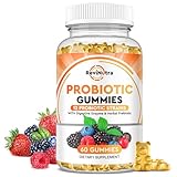 Revinutra Probiotic Gummies with Digestive Enzyme & Herbal Prebiotic for Supports Digestive Health & Immune Health Women & Men 60ct Vegan Non-GMO Less Sugar Mix Berry Flavors