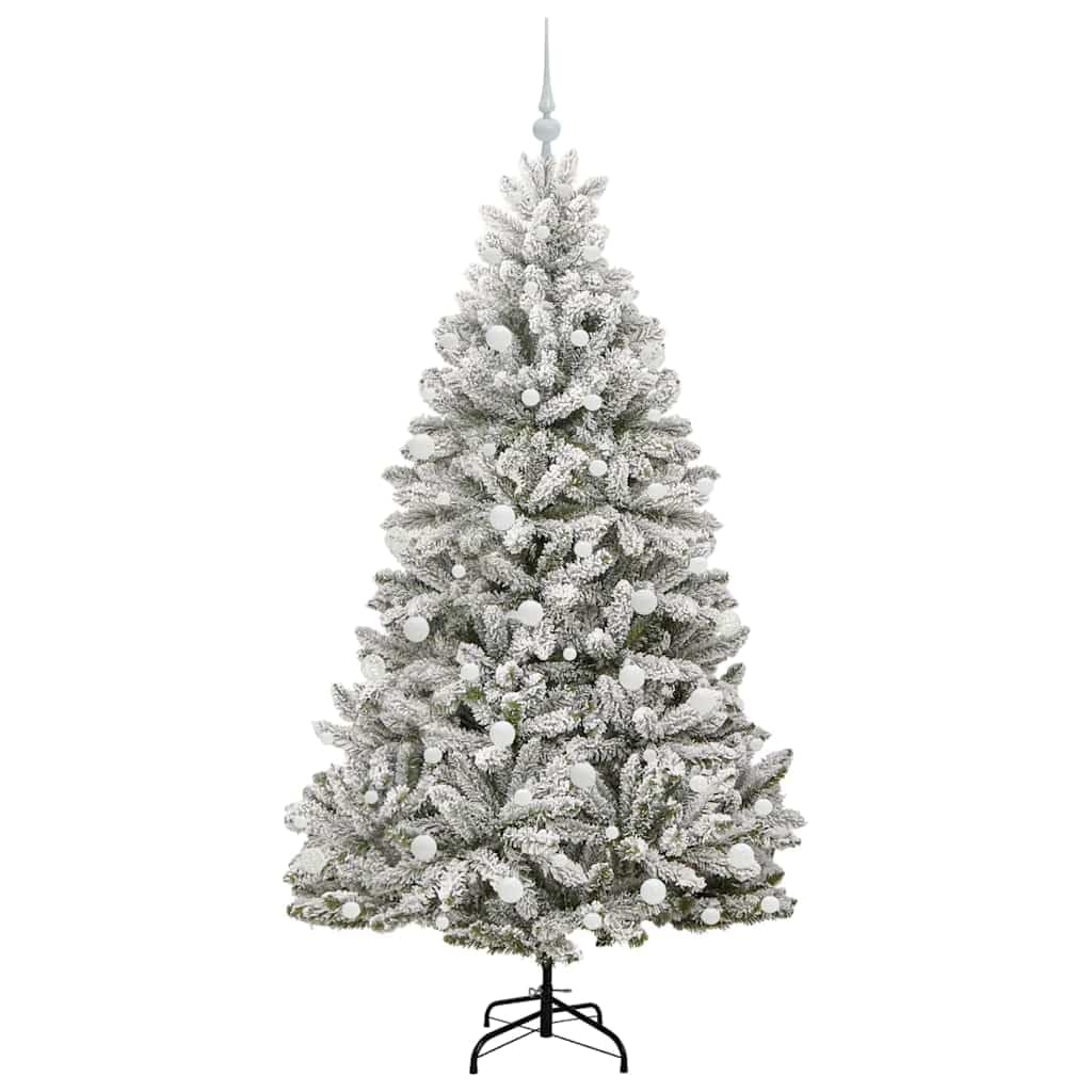 Sztuczna choinka, zielono-biała, 180 cm, wykonana z metalu PCW, 300 diod LED, zasilana przez USB, w zestawie ozdoba choinkowa, szpic, do użytku wewnątrz i na zewnątrz, świąteczna dekoracja
