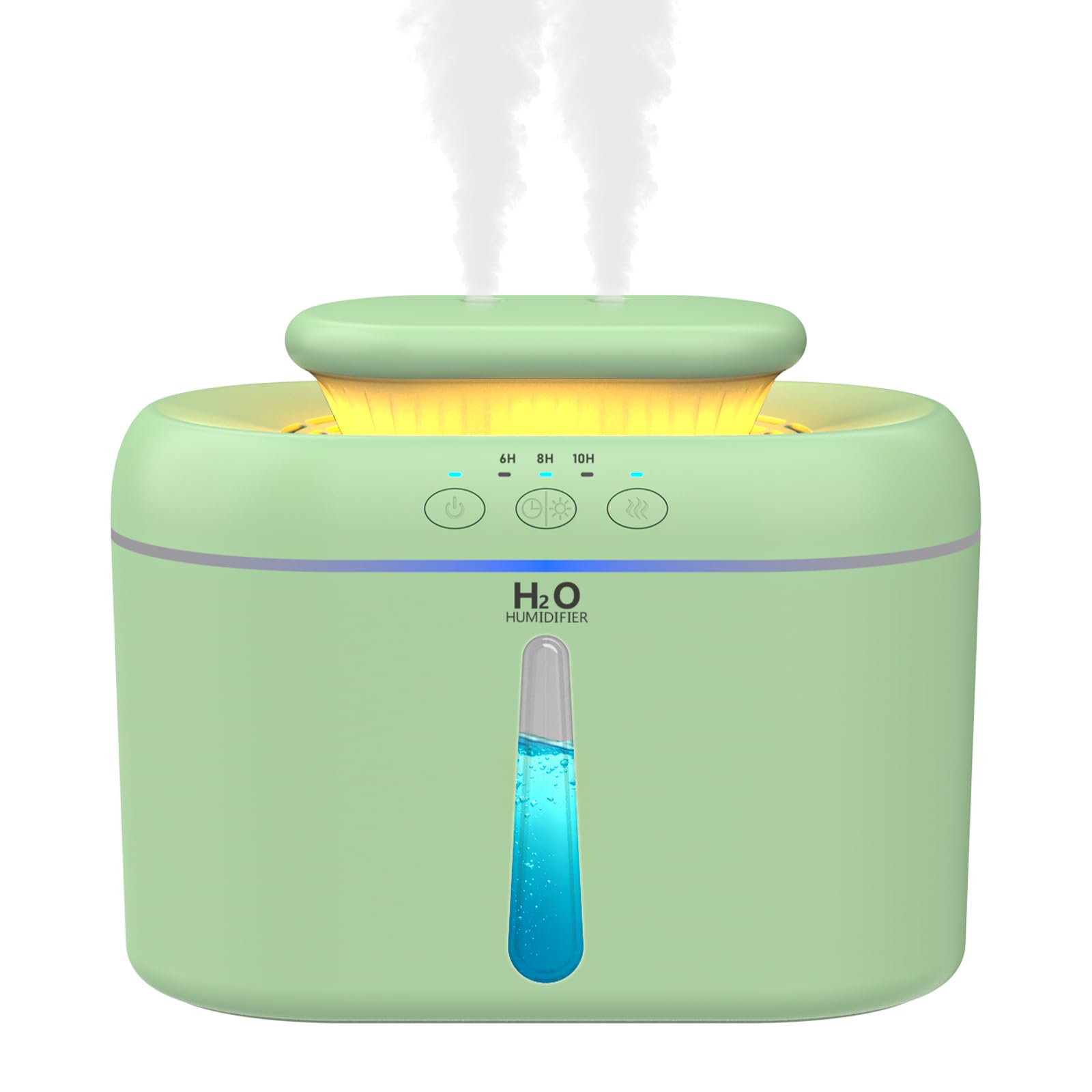 Luftbefeuchter Schlafzimmer 2 L, Top-Fill Humidifier für große Räume & Zuhause, 20 dB Leiser Raumbefeuchter für Kinderzimmer, Pflanzen, Mit Timer für automatische Abschaltung und Nachtlicht (Grün)