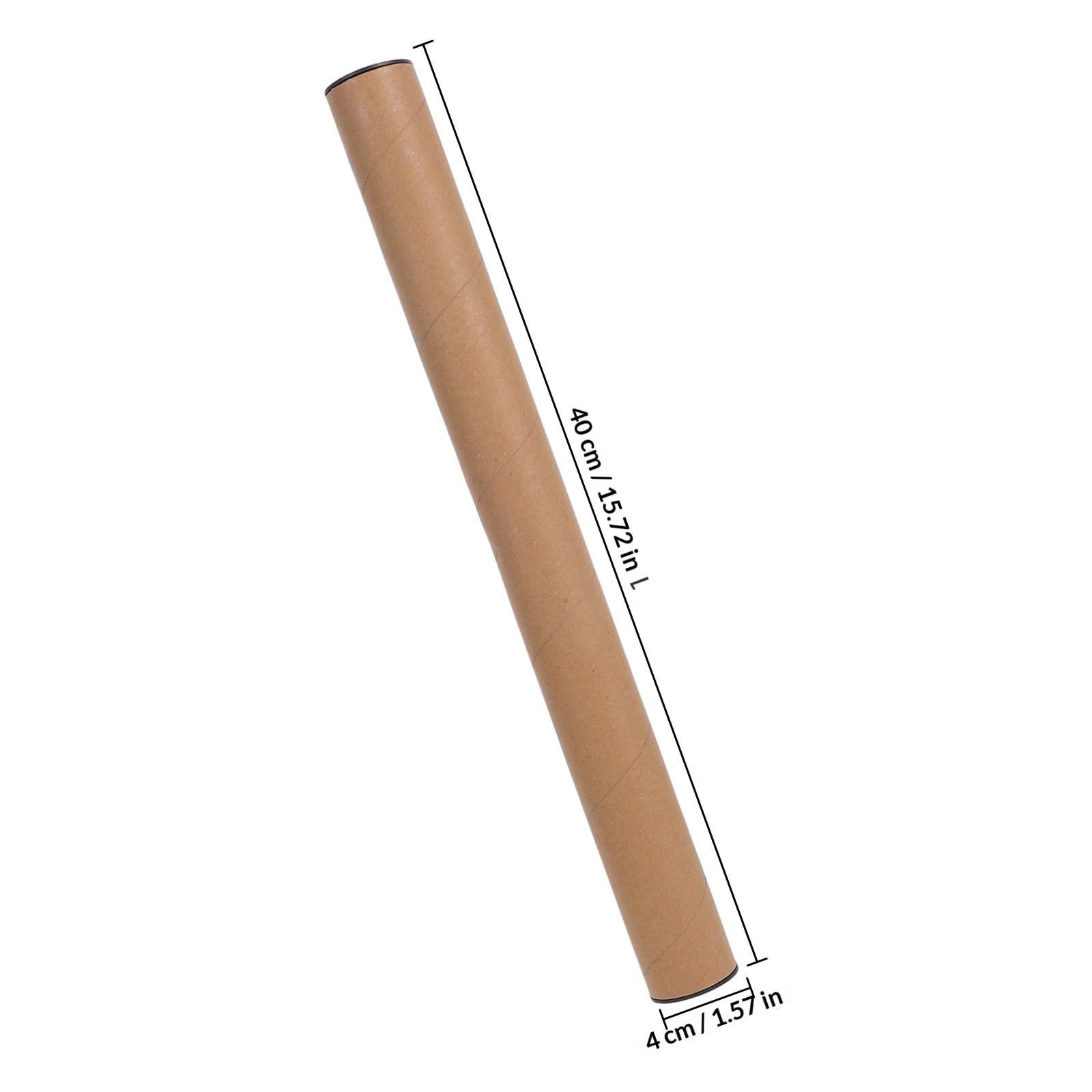 Tubos de Cartón para Embalaje de Documentos y Pósteres 40X4 CM, 10 Unidades Tapa Negra, Tubos de Papel Kraft para Envíos y Almacenamiento Seguro