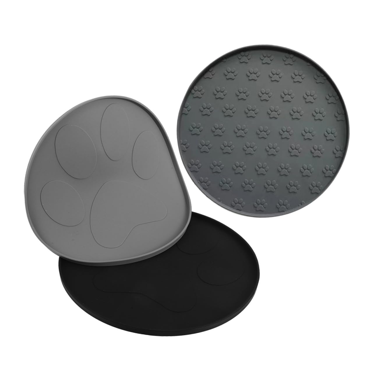 3 Stück Silikon Futterset für Kleine Hunde und Katzen – 27cm rutschfeste Futtermatte mit Erhöhtem Rand und Pfotenabdruckmuster Futternapfunterlage für Haustiere Leicht zu Reinigen