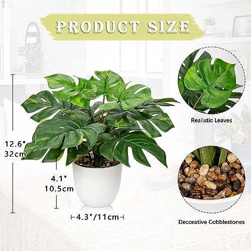 Hollyone Artificial Monstera Plant Faux Monstera Deliciosa Plant Potted Fake Tropical Plants in Pot for Indoor Outdoor Home Decoration - Image 3