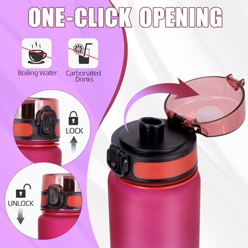 Water Bottle 1L BPA Free Sports Drink Bottle Dishwasher Safe Canteen Bottle Leakproof Motivational Water Bottle with Time Markings