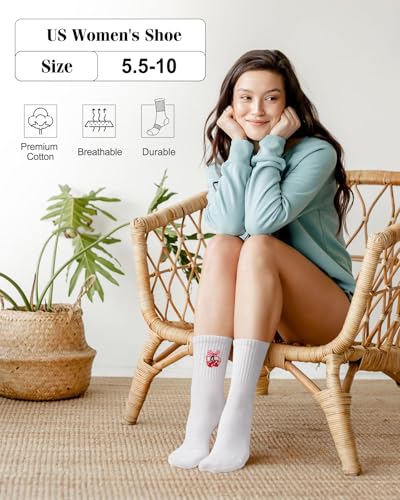 Image of yeuG Pilates Grip Socks for Women Grippy Yoga Socks Cute Barre Non Slip Athletic Crew Sticky Sock Workout Embroidery Pattern