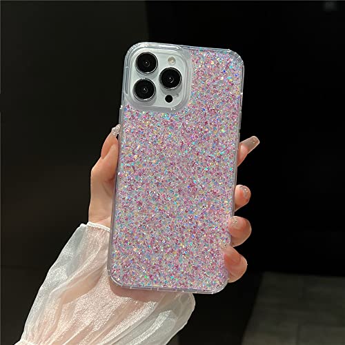Coque paillette iPhone SE 2022 silicone souple rose feuille d'or