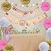 LeeSky Gold Pink Happy Birthday Banners,Tissue Paper Pom Poms Flower and Glitter Twinkle Star Garland -Birthday 1st Birthday Party Baby Shower Party Decoration Supplies