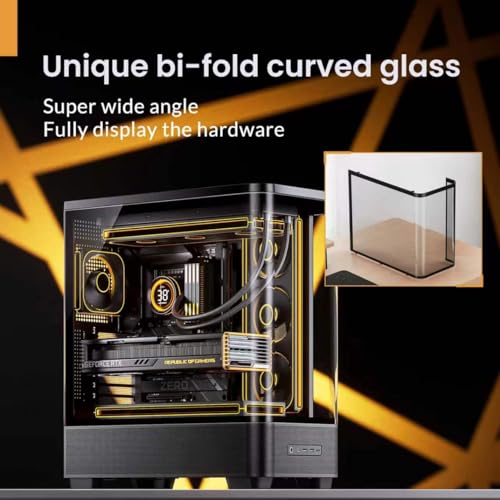 Image of JONSBO TK-5 Black ATX PC Case, Hyperbolic Ultra Wide Scene Back-Connect Desktop Case,10 Fan Positions,High Compatibility,Supports BTF MB,460mm GPU /360AIO /180mm Air Cooler,ATX PSU,Mid Tower Case Black
