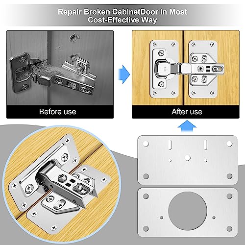 Zqeven 12-Pack Cabinet Hinge Repair Kit - Hinge Fixing Plates for Kitchen, Cupboard, Locker, Cabinet Doors