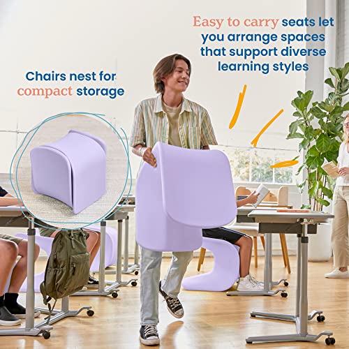 Image of ECR4Kids Wave Seat Perch Stool, 18in - 19.6in Seat Height, Flexible Seating, Light Purple