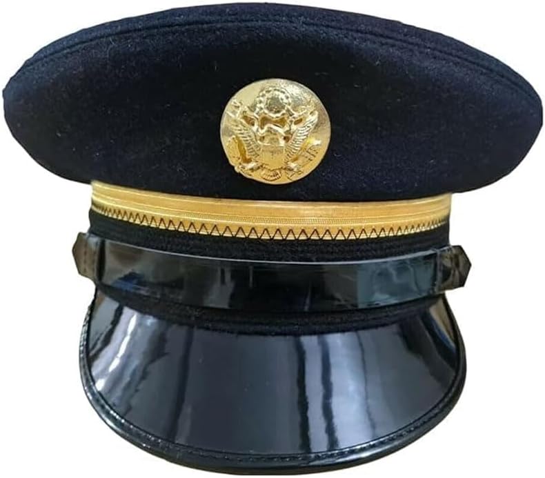 Military-Style Fur Felt Enlisted Dress Blue Service Cap
