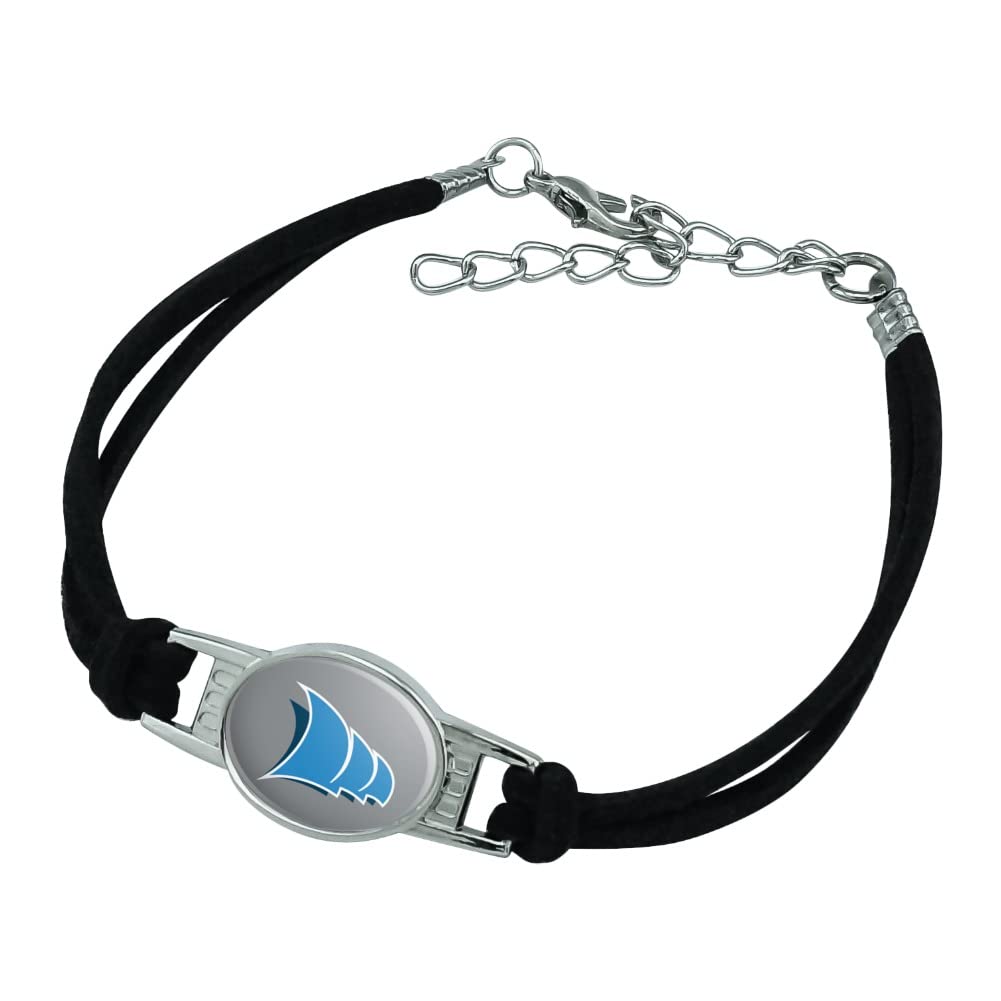 College of Coastal Georgia Secondary Logo Novelty Suede Leather Metal Bracelet - Black