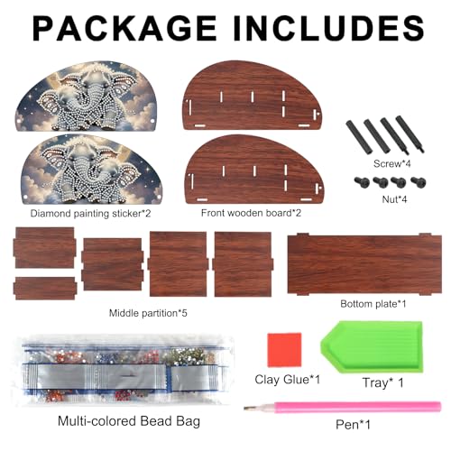 Image of Diamond Painting kits Organizer Box, Diamond art DIY elephant in the clouds Special Shape Diamond Partial Mosaic Handmade Making Kit Organizer Box, Home Dining Living Room TableTop Art Decoration