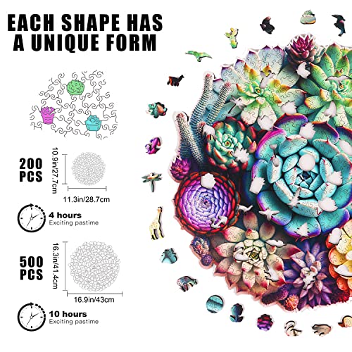 Mys Aurora HT-01 Wooden Jigsaw Puzzles - Mandala Succulent Plants, 200 Piece Luxurious Shaped Wooden Puzzles For Adults And Kids thumb #2