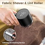 Rechargeable Fabric Shaver Defuzzer with Lint Roller, 2 Extra Blades, Black - Image 4