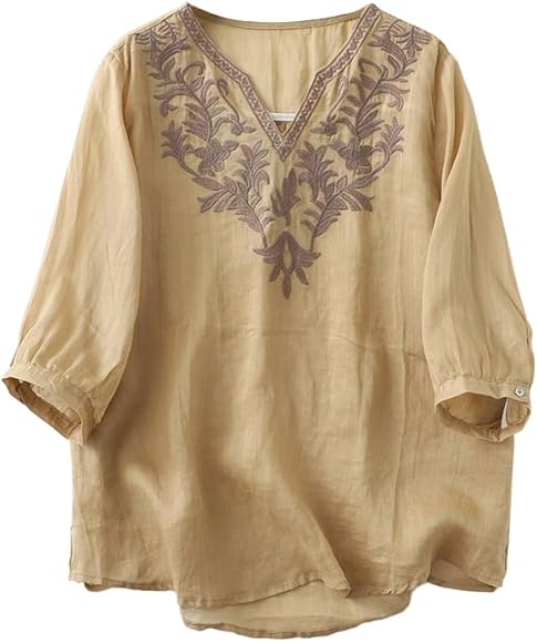 Amazon | [SPRING SEAON] ブラウス レディース トップス 綿麻 麻100 