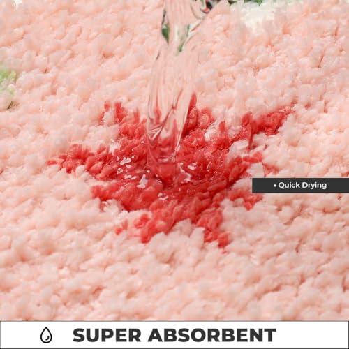 Image of AAZEEM Mat Rugs Non-Slip Abstract Bath Rugs Cute Mat Washable for Tube |Rectangular Door Mat for Home |Drawingroom |Easy Clean Indoor and Outdoor Floor |Baby Pink |