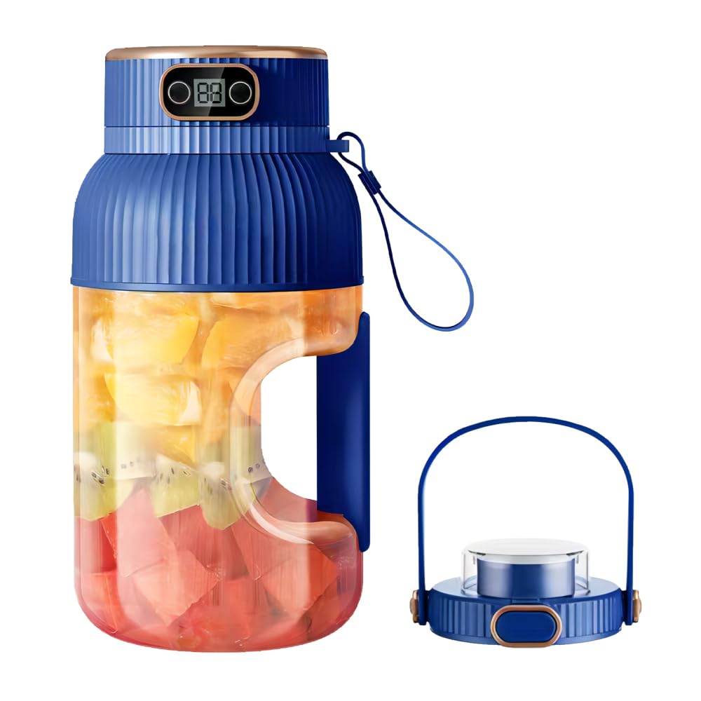 Tazza Frullatore Portatile, 1200ML Spremiagrumi Ricaricabile USB con Display Digitale, Mini Mixer Frutta Elettrica per Cucina, Viaggio, Ufficio, Palestra