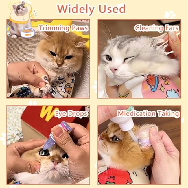 LBU 27.6 X Large Cat Grooming Wrap Self-Adhesive Cat Wrap for Cutting Nails with Nail Clipper&File Cat Restraint Burrito Wrap for Nail Clipping Anti-Scratch/Escape Cat Swaddle Wrap(Within 15lbs)-ElvKoiml