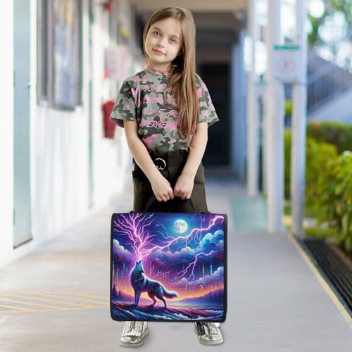 Image of Galaxy Forest Wolves Zipper Binder Bag 3 Ring Binder with Shoulder Strap Zip Up 500 Sheets Capacity Multi Pockets for School Office Supplies