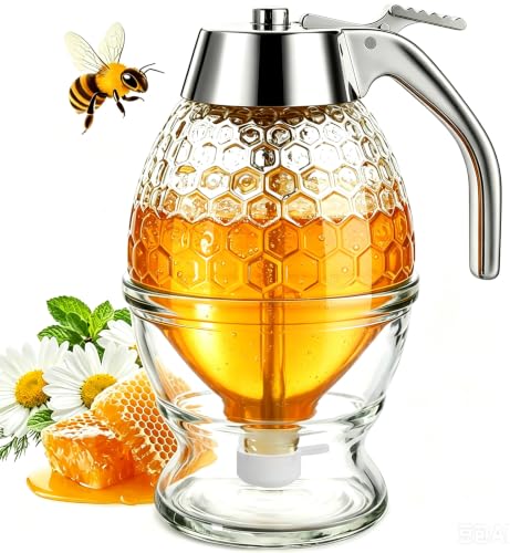 Timtopno Honey Dispenser, Glass Honey Dispenser No...