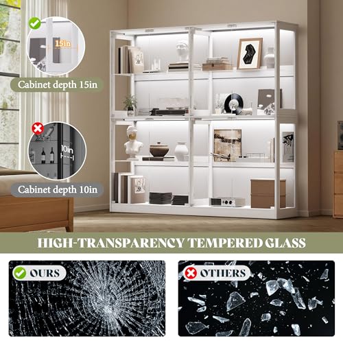 Image of AMERLIFE 75-Inch RGB Display Cabinet with Glass Shelves
