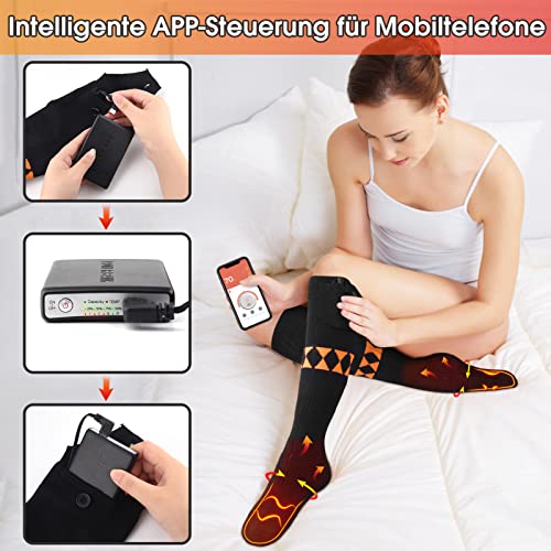 Beheizbare Socken, APP Smart Elektrische Warme Socken 2X5000mAh Beheizte Skisocken Verdicken Wiederaufladbare Heizsocken… - Image 6