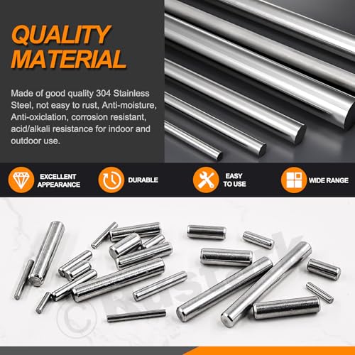Rustark 304 Edelstahl Dübelbolzen Zylindrische Regalstütze Peg Pin Rod Fast-Elemente Sortiment Kit (22 sizes)