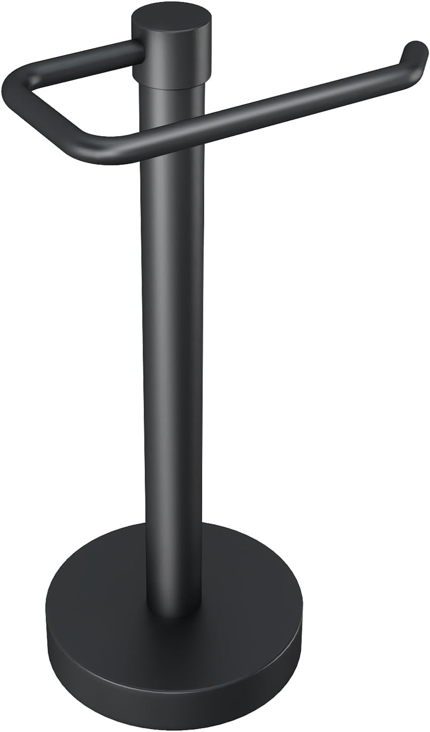 YUMORE Pro Max Matte Black Free Standing Hand Towel Holder - Sturdy Countertop Towel Rack for Bathroom Kitchen (16.3" Tall)