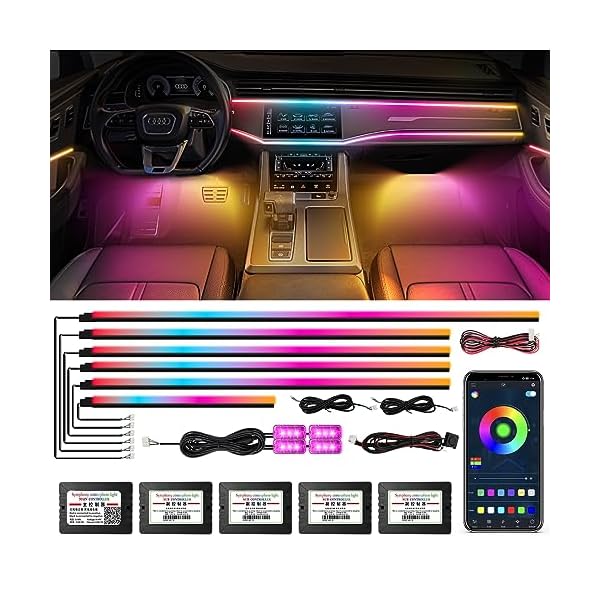 Dreamcolor Acrylic Interior Car Lights, WEBUPAR Car Accessories 10 in 1 Car LED Strip Lights with APP Control and 213 Modes, 175 inches 593 LEDs Fiber Optic Lights, RGB Neon Car Lighting