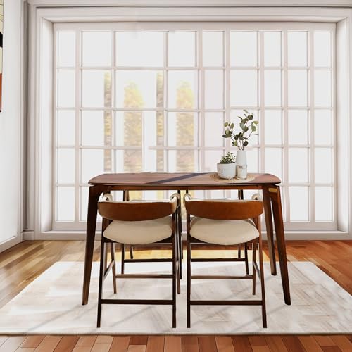 Image of CONSDAN Set of 2 Space-Saving Solid Wood Bar Chairs - Stylish Compact Design, Natural Finish for Home & Apartment