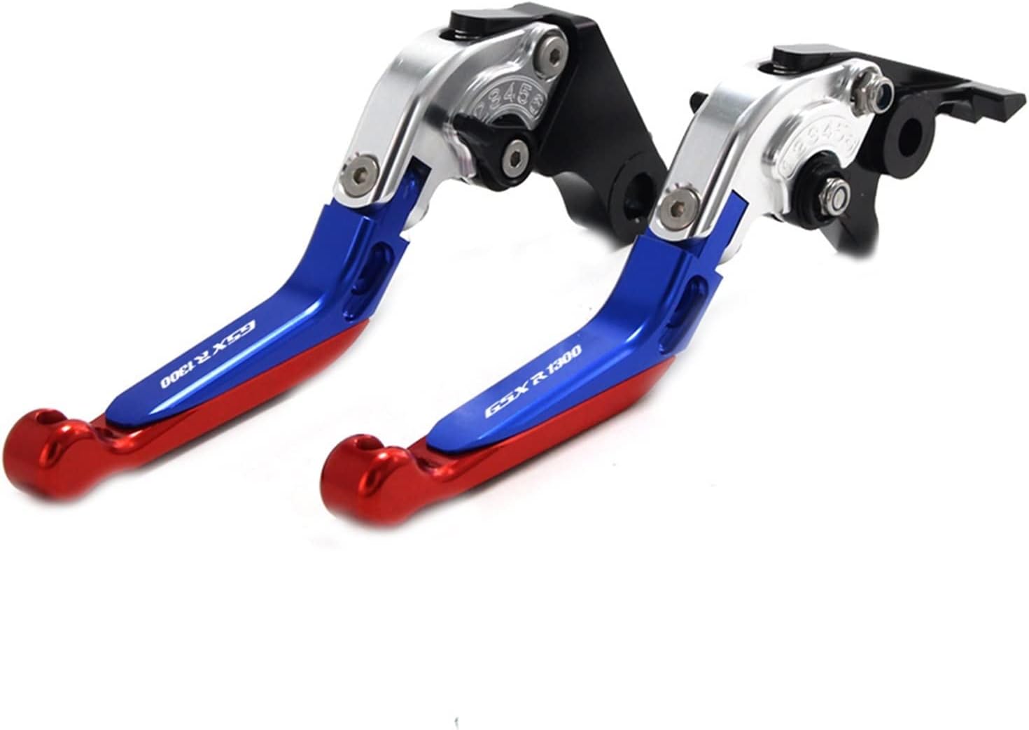 CNC Motorcycle Brake Clutch Levers Compatible with Su zu ki HAYA BUSA/GSXR1300 1999 2000 2001 2002 2003 2004 2005 2006 2007 Brake levers(SilverBlueRed)