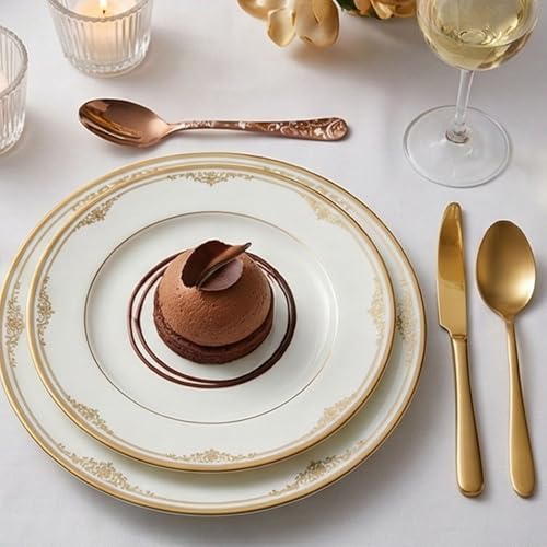 Image of 6.7 inch Rosegold Dessert Spoons with Floral Printed Handle | Set of 5 Durable Stainless Steel Teaspoons | Mirror Polished Silverware for Home, Restaurants, and Gift Giving