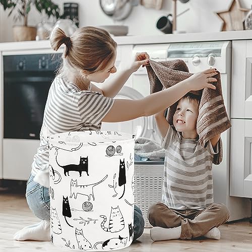 Image of Foldable Baby Laundry Basket Hamper for Nursery Girl Boy kids Clothes laundry hamper basket Portable Tall Collapsible Cute Laundry Basket Organizer, Nursery Storage Basket with Handles (Animal Cats)