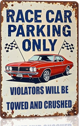Funny Garage Metal Sign Vintage Car Decor Race Car Parking