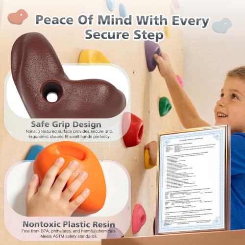 Image of 32Pcs Rock Climbing Holds for Kids, Climbing Wall Grips for Playground