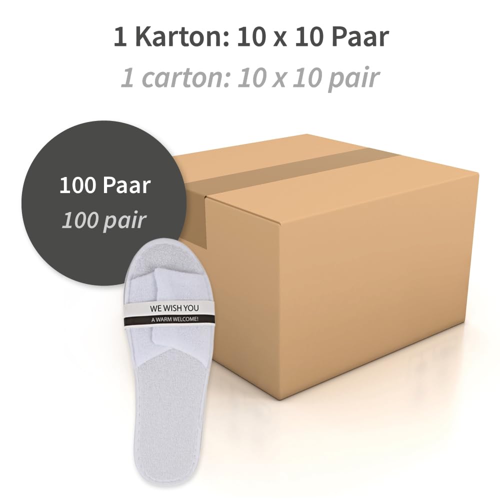 FRANZ MENSCH 200 Stück Hygonorm Slipper Classic, offen | Polyester, Box, white, universal, standard, L: 28.5cm, B: 11cm, Hotelslipper, Einweg-Hausschuhen, Gästeschuhe