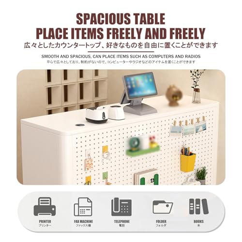 Generico Banco Reception e Cassa Moderno in Noce e Nero per Negozi, supermercati e minimarket, 80 cm/31,4 Pollici, Elegante complemento d'arredo per Il Servizio Clienti.