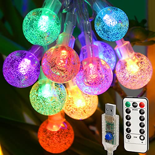 Catena Luminosa LED,Damtong 80 LED 10.5M Multicolori Crystal Globe Luce Stringa,con Telecomando 8 Modalità Impermeabile USB Lucine,Per Decorazione Interni Esterno, Stanza, Terrazza, Giardino, Festa