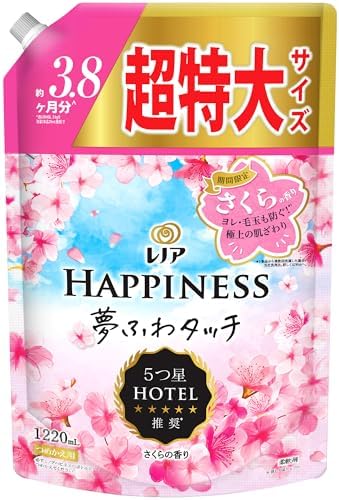 （18:00時点） レノア Lenor ハピネス 夢ふわタッチ 柔軟剤 さくらの香り 詰め替え 1,220mL [大容量]