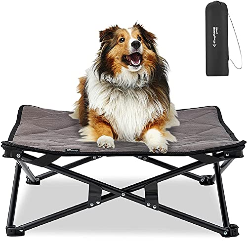 KingCamp Erhöhtes Hundebett Hundeliege Haustierbett Haustierliege Atmungsaktivem Mesh & Wildledermatte & Rutschfesten Füßen für Reisen Garten Outdoor Indoor (XL)