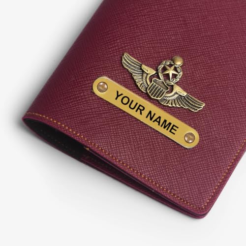 Image of ncgifts Customised Leather Passport Holder: Personalised Name & Charm for Men & Women - Unique Travel Gift, Document Organiser, Boarding Pass Holder, Customised Gifts for Men & Women (Wine)