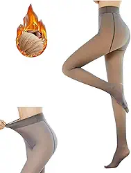 Meia-calça feminina DOLM de lã quente com tons de pele impecáveis, leggings femininas forradas com lã