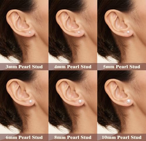 LOUMILEO 6 Pairs Pearl Earrings Set Hypoallergenic Small Sterling Silver Stud Earrings for Women Man 3-10MM Tiny Cartilage Piercing Pearl Studs for Multiple Piercing3