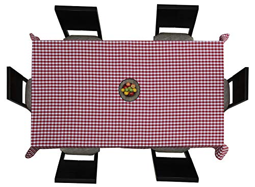 Image of AIRWILL Branded, 100% Cotton Yarn-Dyed Multicolor Checks with 6 /8 Seater Tablecloth, Sized 140cm Width and 180cm Length, Pack of 1 piece