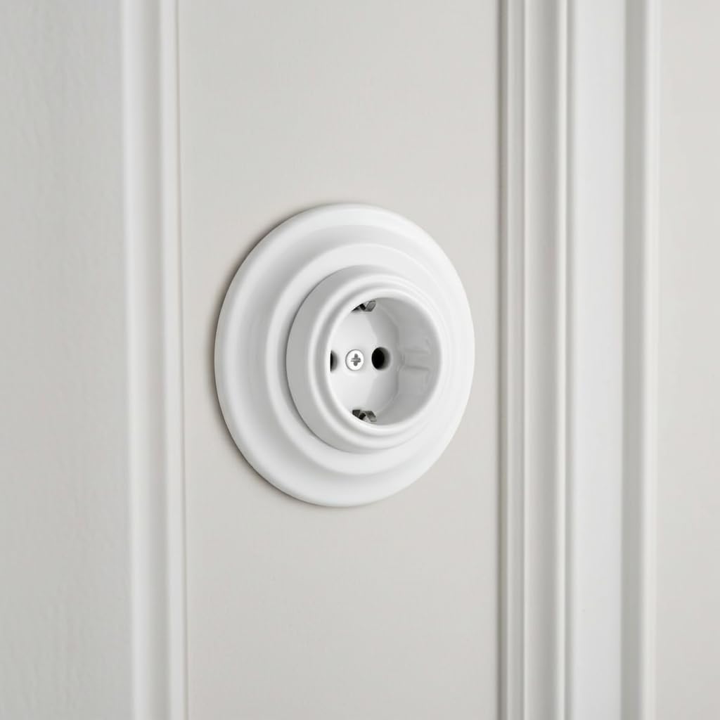 Lightstock Lot de 3 prises encastrées rétro en porcelaine UP1-W3 (blanc)