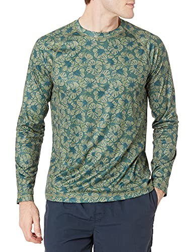 Amazon Essentials Men's Long-Sleeve Quick-Dry UPF 50 Swim Tee, Olive Hibiscus Flower, XX-Large