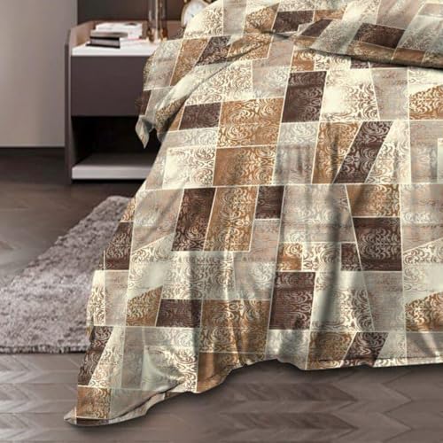 Image of Organza Super Soft Glaze Cotton King Size All Season Double Bed AC Comforter (Classic Square, Bedding Set)